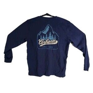 Carhartt Shirt Mens Lg Navy Workwear Orig Fit Workwear Long Sleeve Pocket Tee